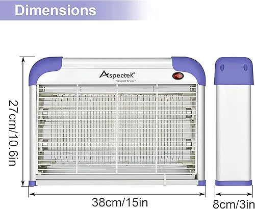 Miniatura 7 de ASPECTEK Exterminador de insectos de interior de 20 W, mata insectos, potente lámpara UV que atrae insectos voladores como mosquitos, mosquitos