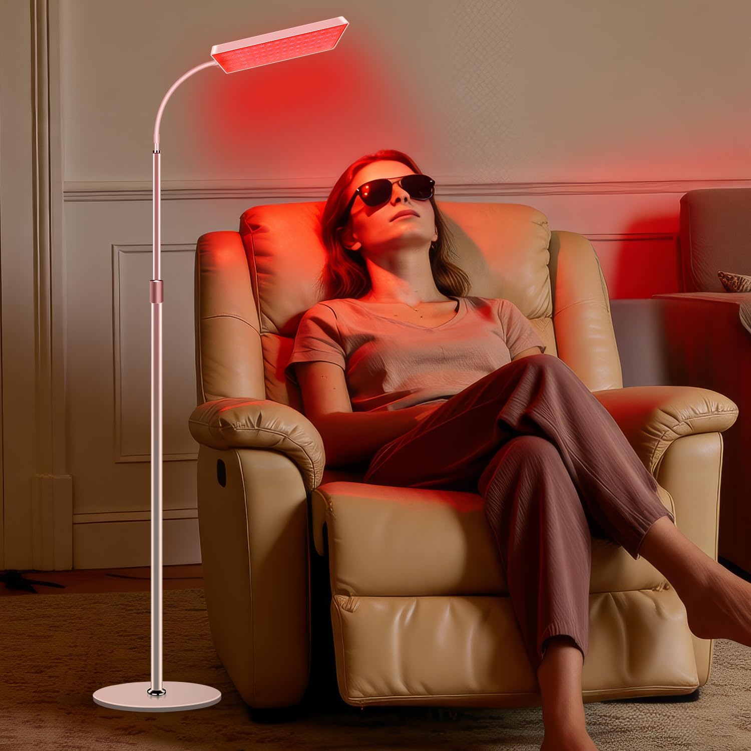 Aumtrly Red Light Therapy for Body and Face Use, 3 in 1 Chip with 660nm Red Light and 850nm Near Infrared Light, LED Red Light Therapy Lamp with 61 inch Adjustable Stand, Timer and Dimmer