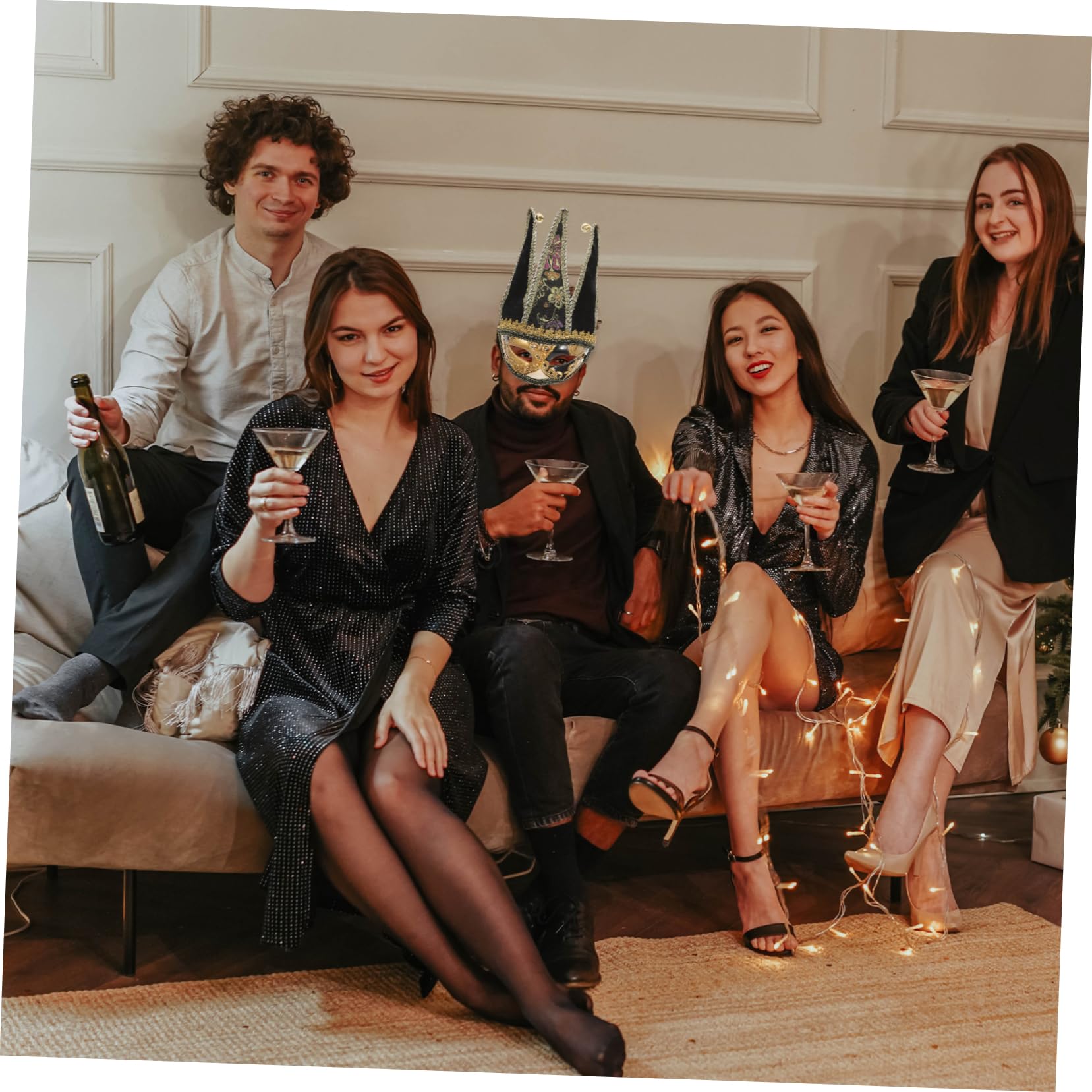 SOIMISS Máscara Veneciana De Media Cara Para Hombre Para Fiestas De Carnaval Bailes De Disfraces y Eventos Temáticos Diseño Negro Exclusivo