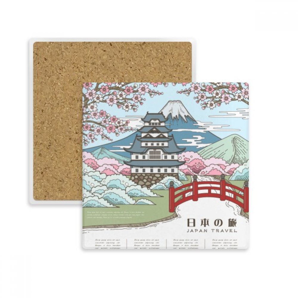 Sous-verre Mont Fuji en pierre absorbante style Ukiyo-e japonais