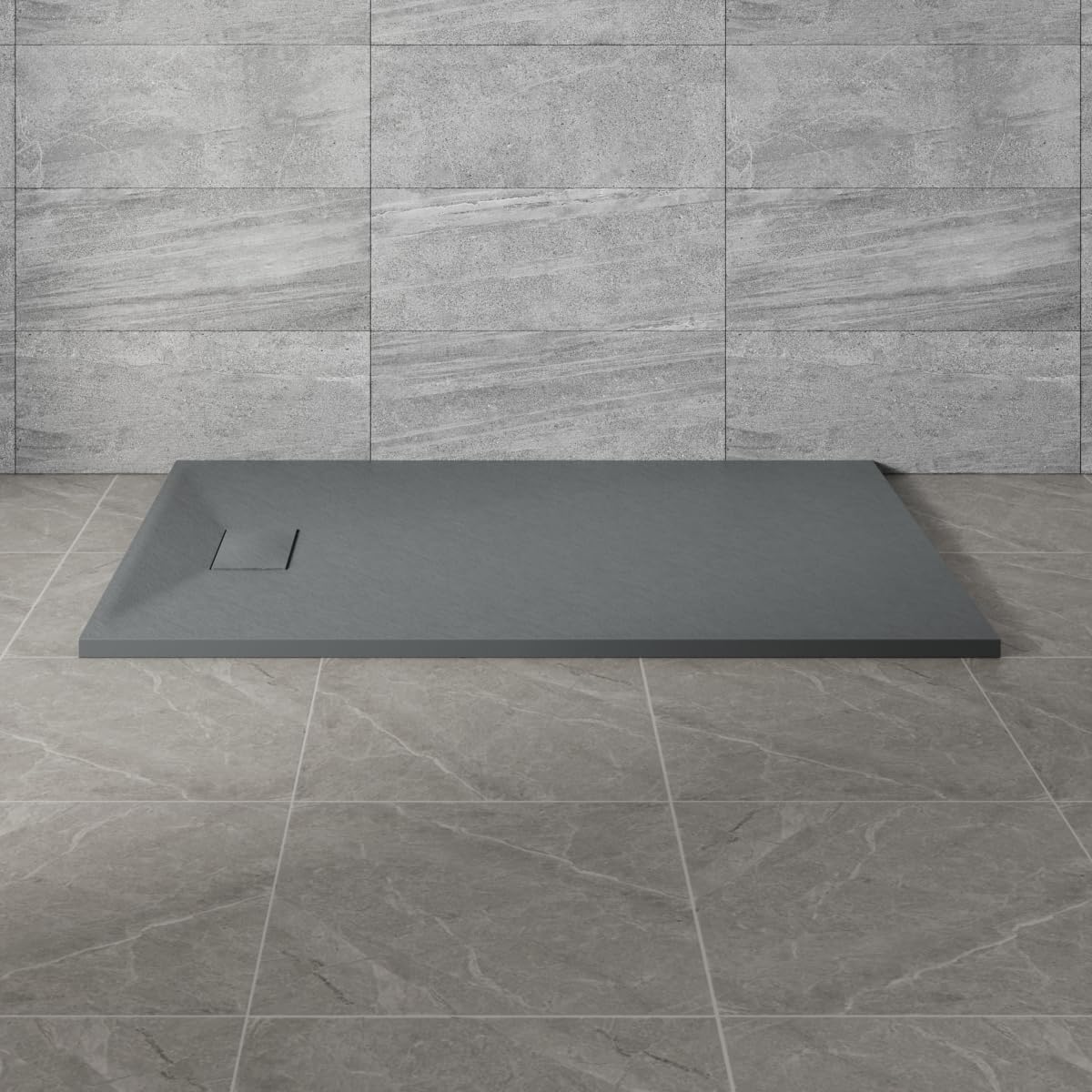 NRG 1300x900mm Anthracite SMC Rectangle Shower Tray Slip-Resistance Bathroom Shower Enclosure Base Tray