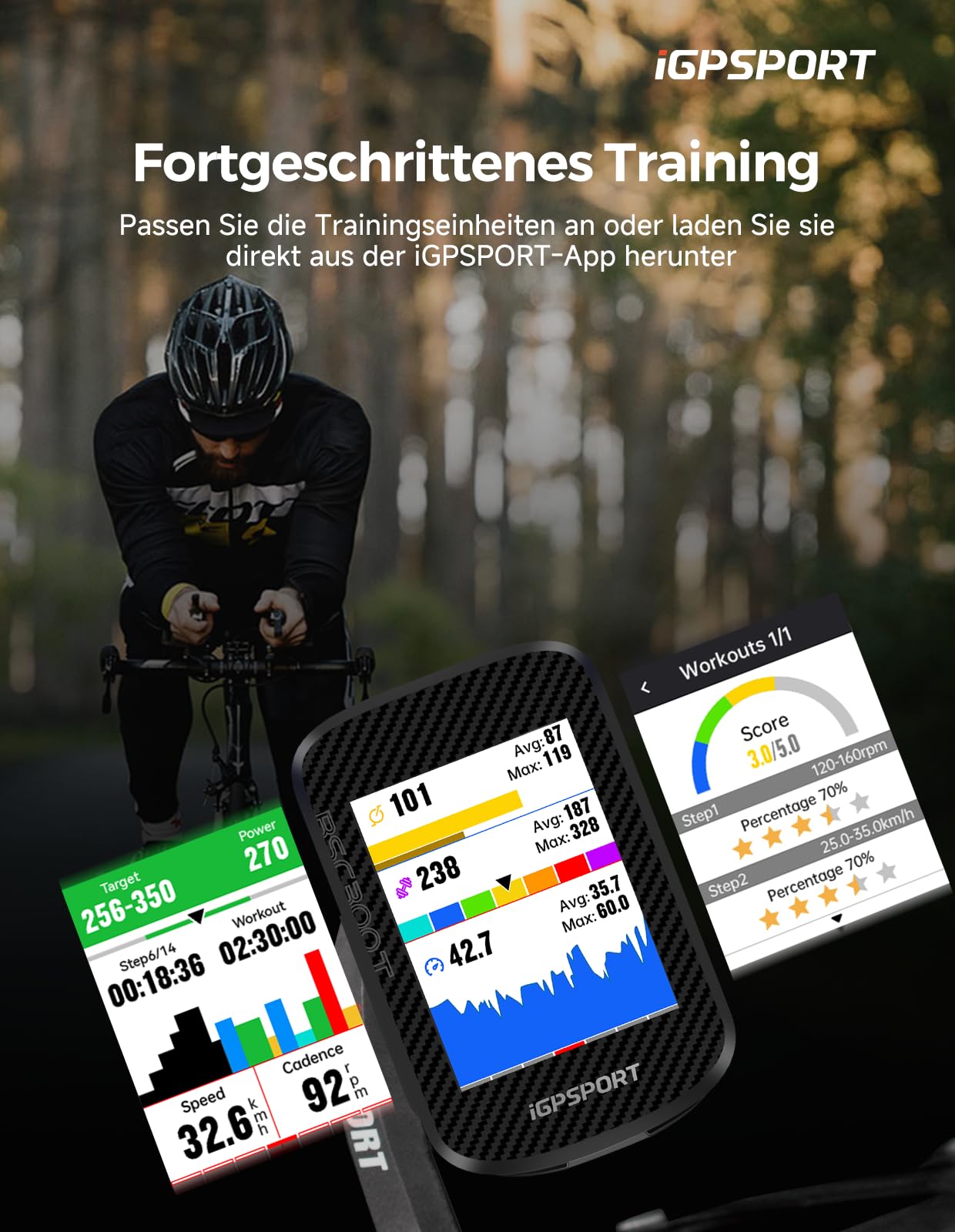 iGPSPORT BSC300T GPS Fahrradcomputer Kabellos, 2.4-Zoll-Touchscreen und Tasten, MAP-Navigation, Trainingsfunktion, Bluetooth, ANT+, E-Bike