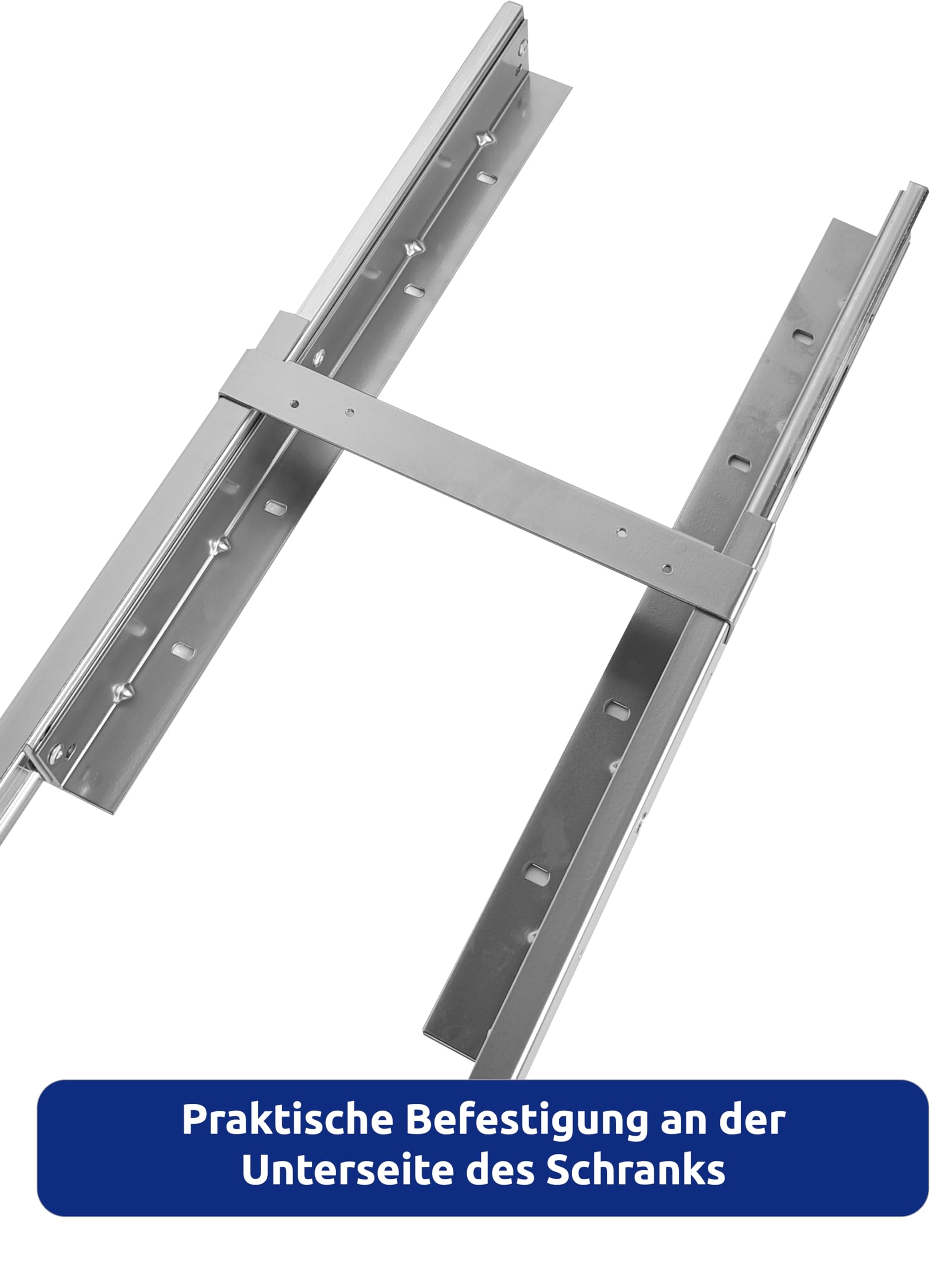 STOLMET Schrankauszug Schrankkorb mit Vollauszug Ausziehbare Küchenschublade mit Soft Close System Korbauszug für Küchenschrank Schrank mit Außenbreite von 30cm 2 Ablagen 480x545x 250mm Silber
