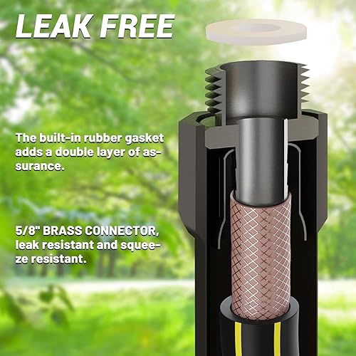 Miniatura 3 de Manguera de jardín de 100 pies, manguera de agua de goma de 3 capas de alta calidad de 58 pulgadas, innovadora, flexible, híbrida, ligera, con