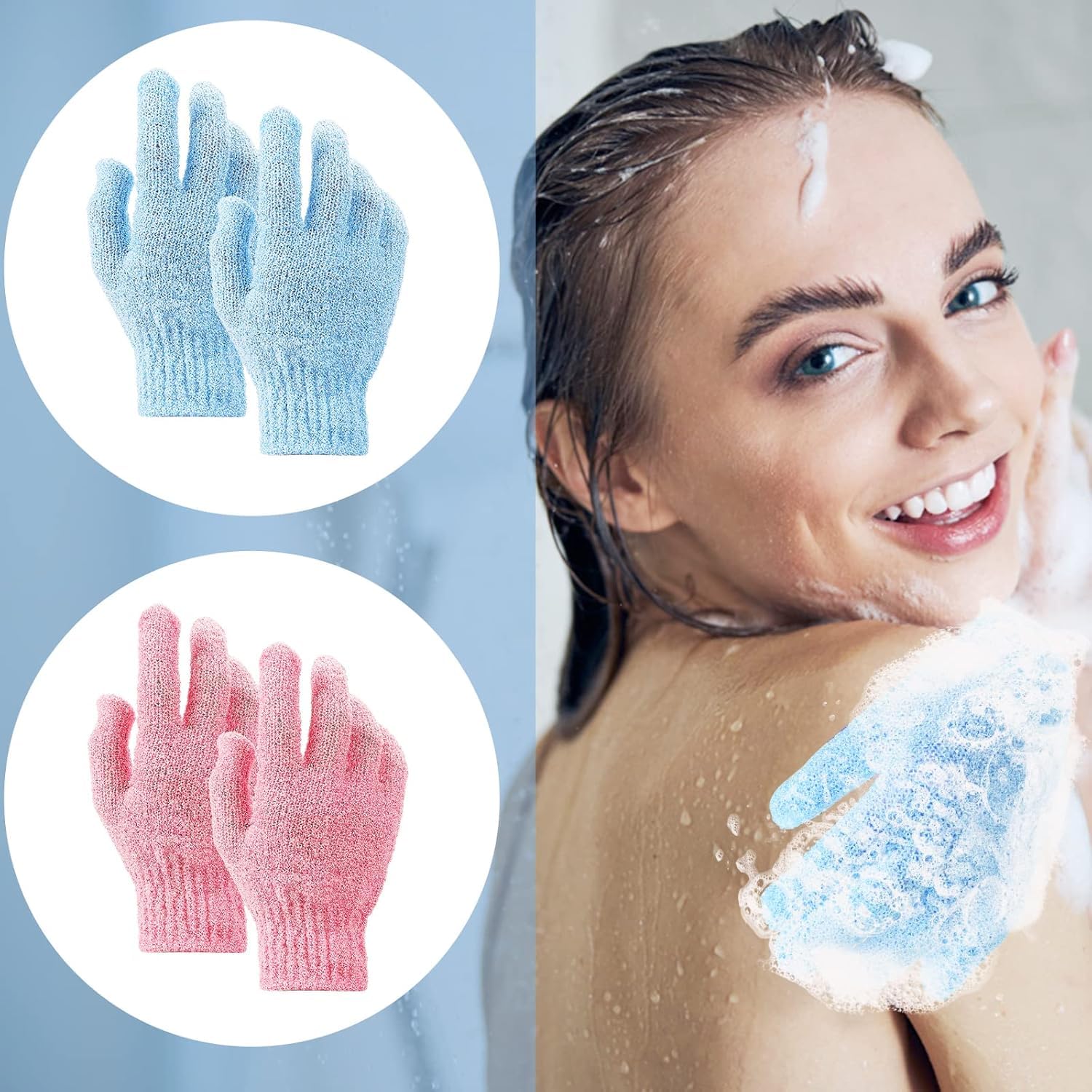2 Pcs Exfoliating Loofah Bath Gloves – Deep Cleansing Shower Scrub Mitts for Men & Women – Reusable Body Exfoliator Gloves for Dead Skin Removal, Smooth & Glowing Skin - Image 7 thumbnail
