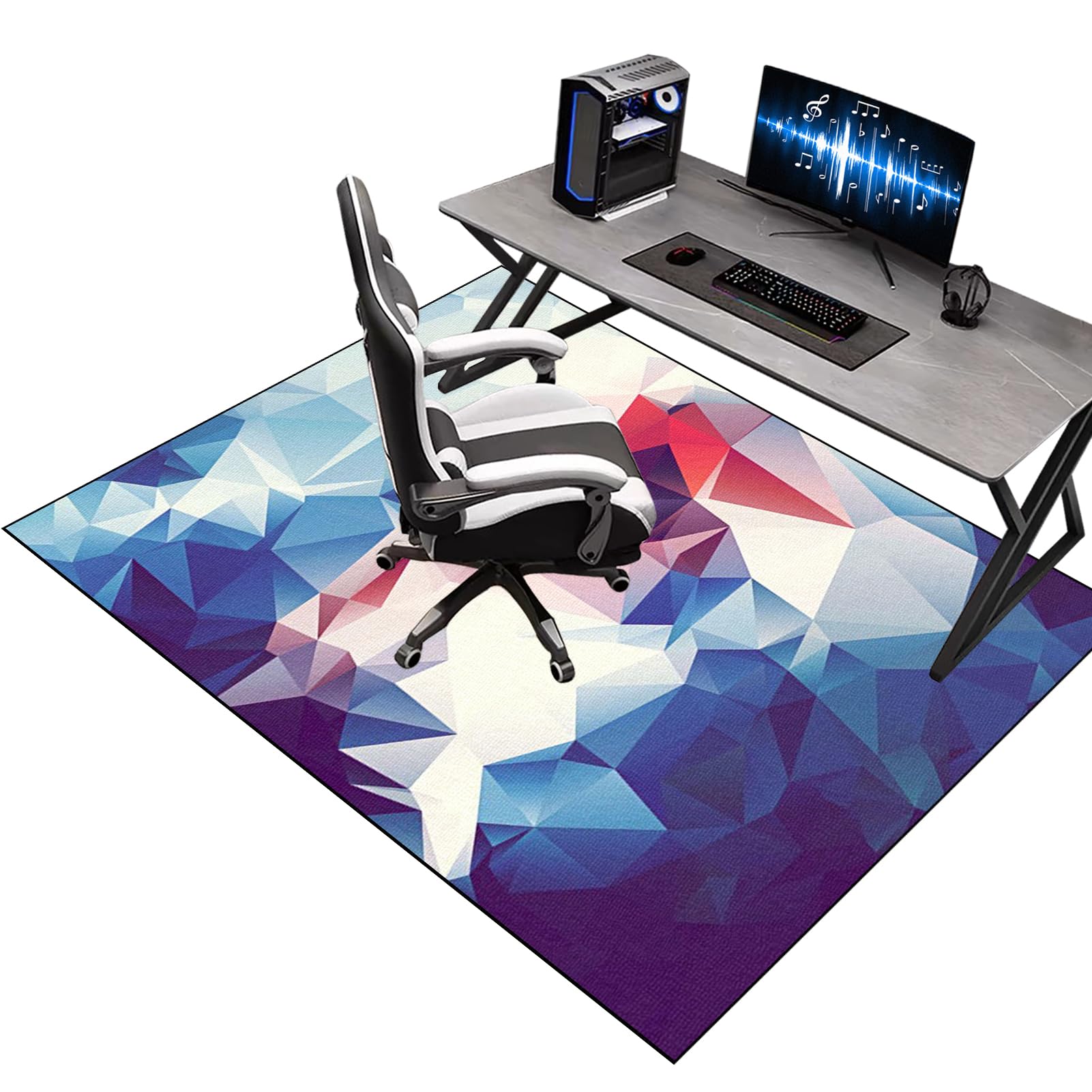 KQIEJUY Computer Gaming Rolling Chair Mat Under Desk Office Rug Floor Mat 120 x 150 cm, Heavy Duty Office Chair Mat for Carpet, Non-Slip Floor Protector Mats for Hardwood Floors