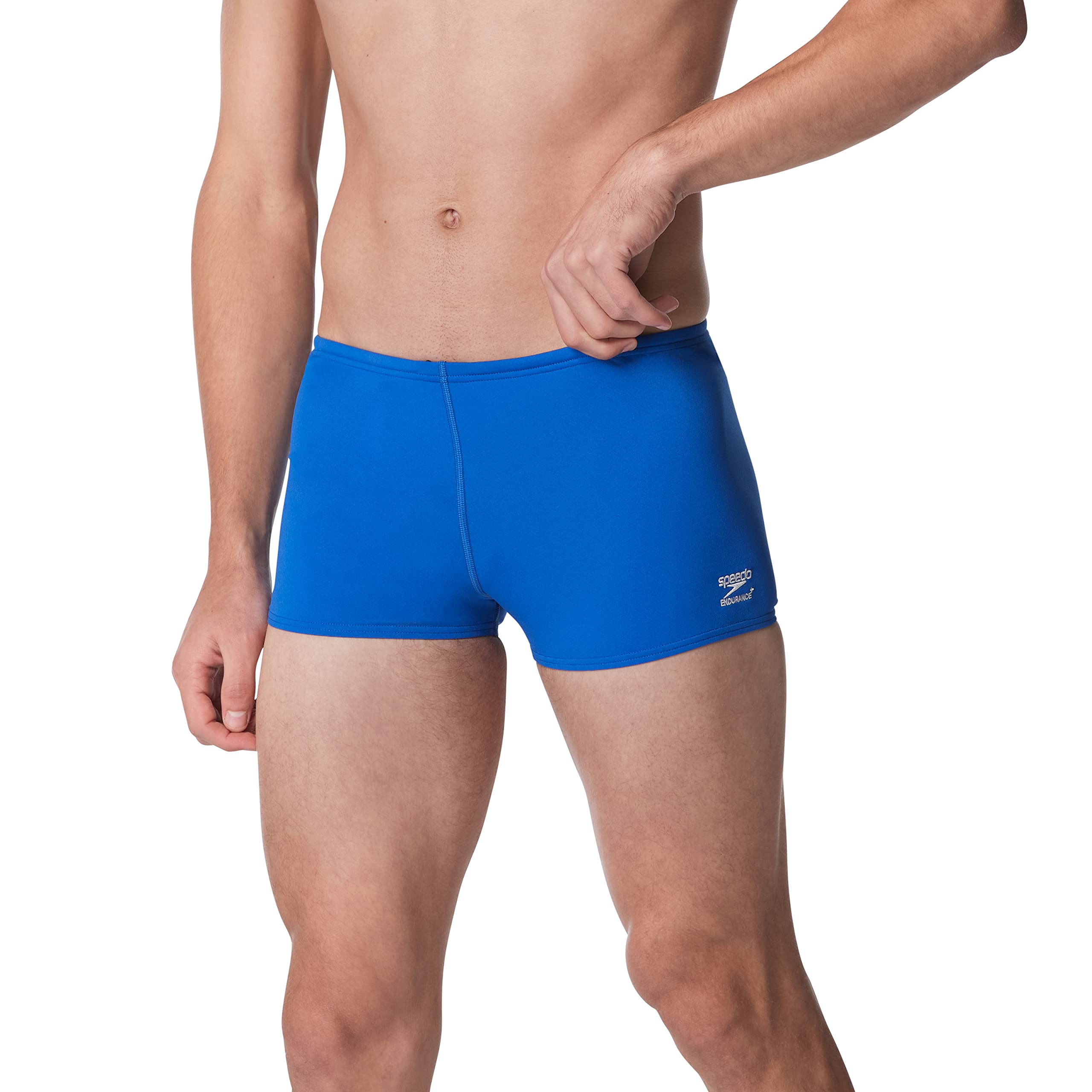 Speedo Męski kostium kąpielowy z kwadratową nogawką Endurance + solidne kąpielówki, niebieski, 30