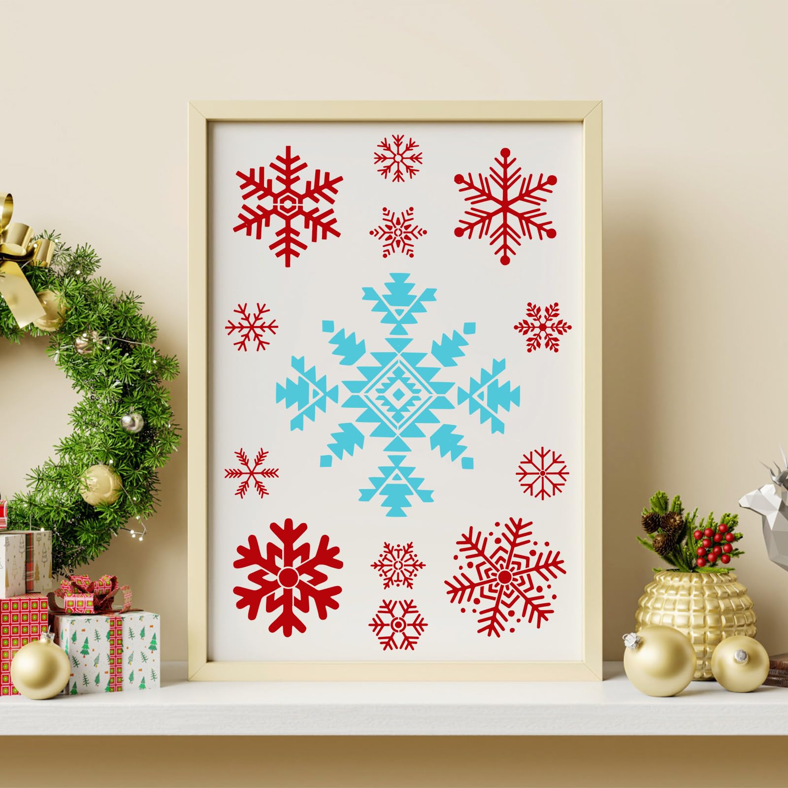 8-teiliges Weihnachts Schneeflocken Schablonen Set - Wiederverwendbare Bastelschablonen Für Holz & Wände