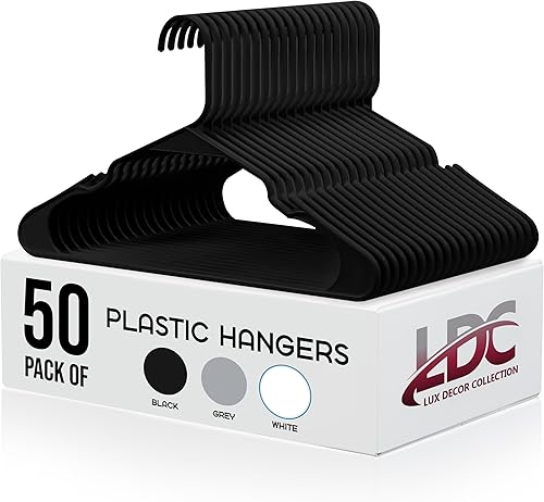 Miniatura 7 de LDC - Perchas de plástico blanco, paquete de 50  Perchas para ropa Colgar  Resistente, ahorro de espacio con ranuras para los hombros