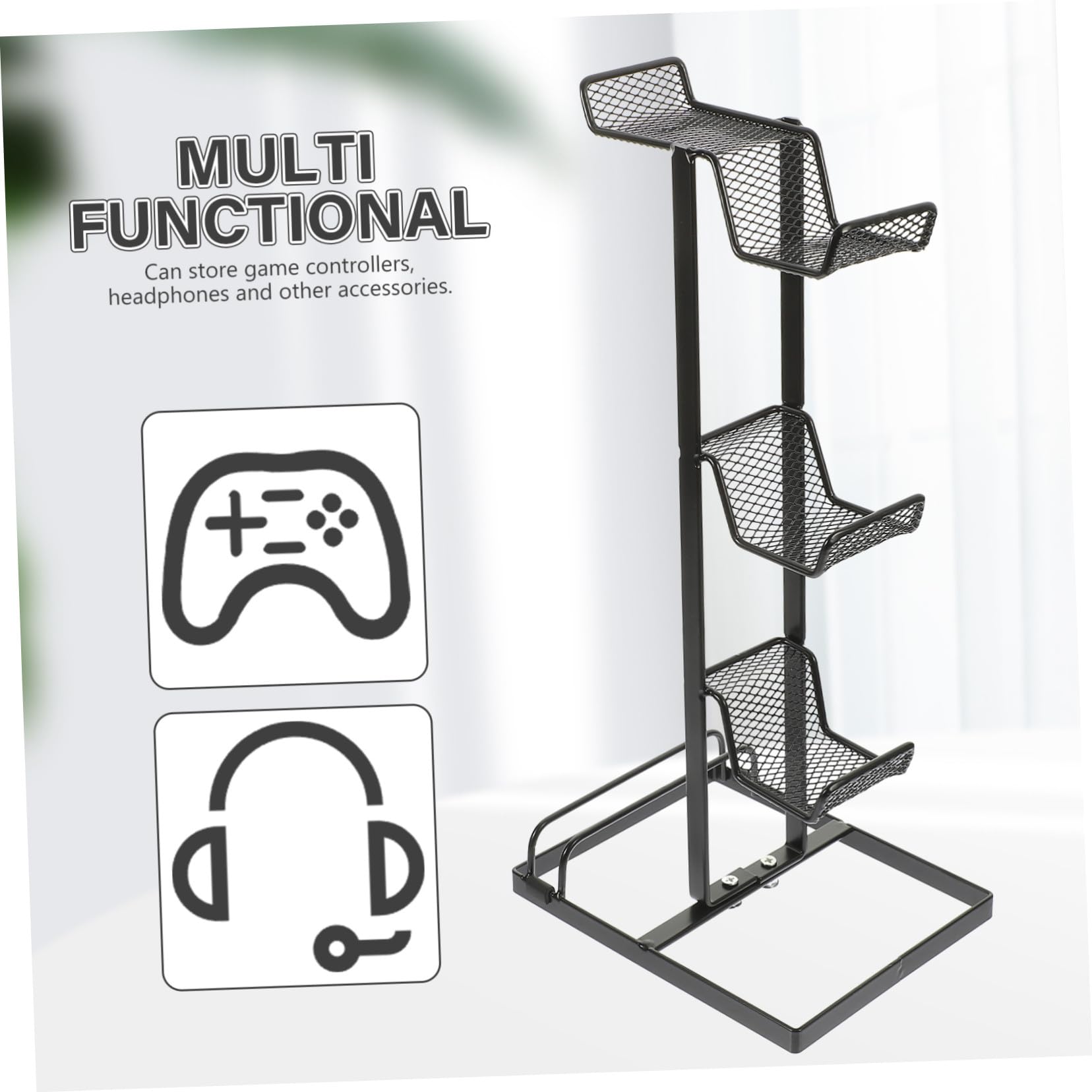 Supporto per Cuffie da Gaming e Controller Organizza Accessori per Scrivania Design Ergonomico in Materiale Plastico Resistente