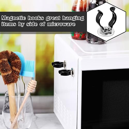 Miniatura 7 de LEIFIDE Gancho magnético de base redonda con clip de acero, placa cromada, soporte magnético para herramientas, soporte resistente para colgar en