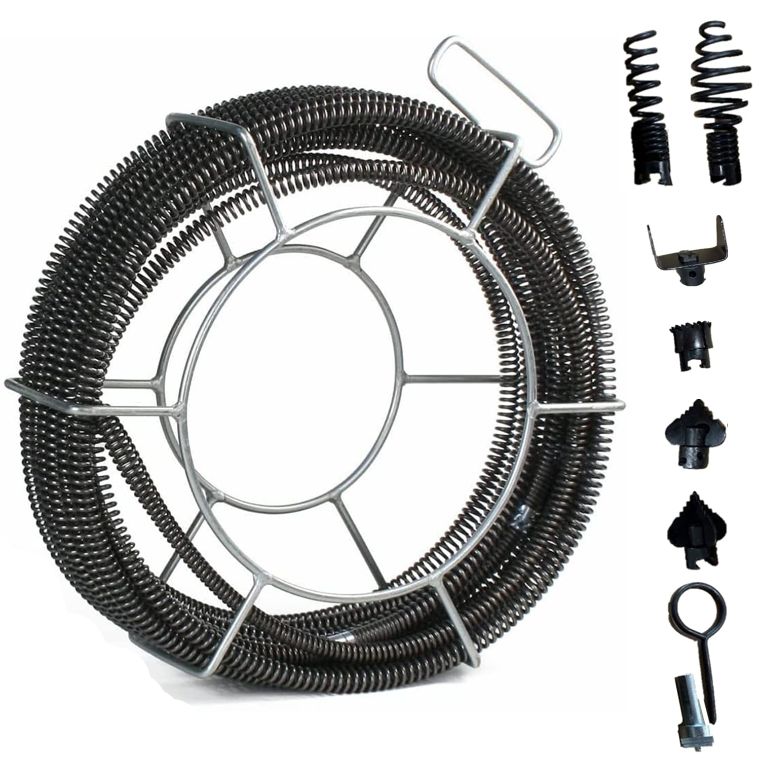 Willbebest Drain Cleaning Cable 60 Feet x 5/8 Inch with 6 Cutters