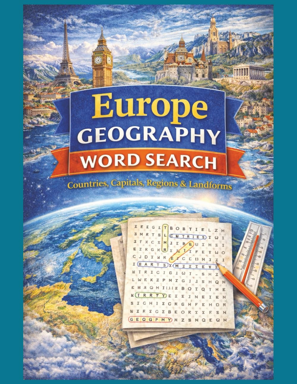 Europe Geography Word Search: Countries, Capitals, Regions & Landforms — 55 Large Print Europe Geography Word Search Puzzles (Geography Word Search Series, Explore The World One Word At A Time.)