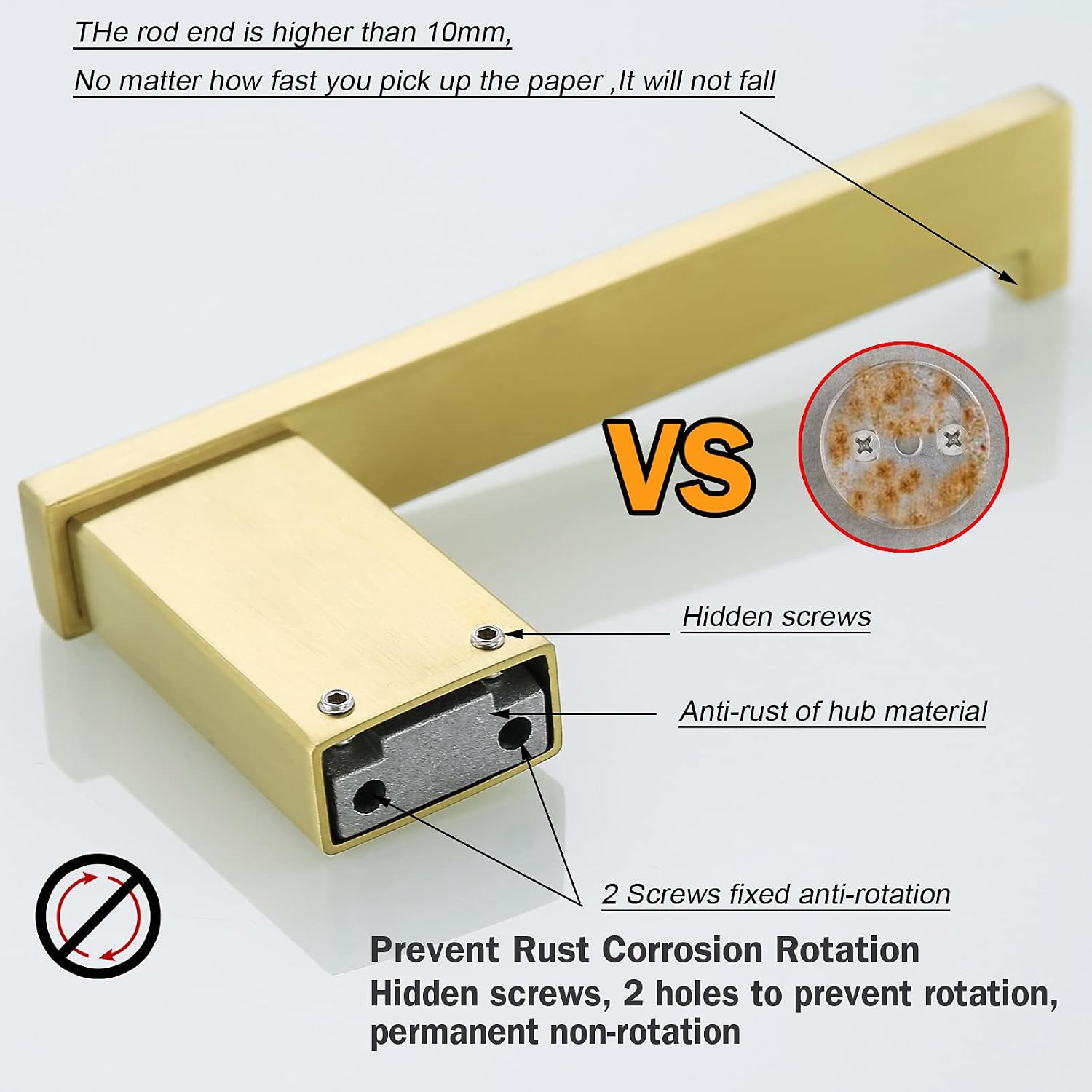 RANDOM Brushed Gold Towel Bar Set 5 Piece Bathroom Hardware Set Include 9.8/23.6 Inch Towel Bar Toilet Paper Holder and 2 Towel Hooks Stainless Steel Bathroom Decor Wall Mount Bath Accessories Kit. image 5