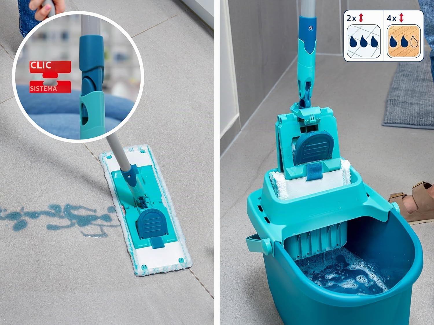 Leifheit Lavapavimenti PowerClean M, CleanBlade Micro Duo 33 cm