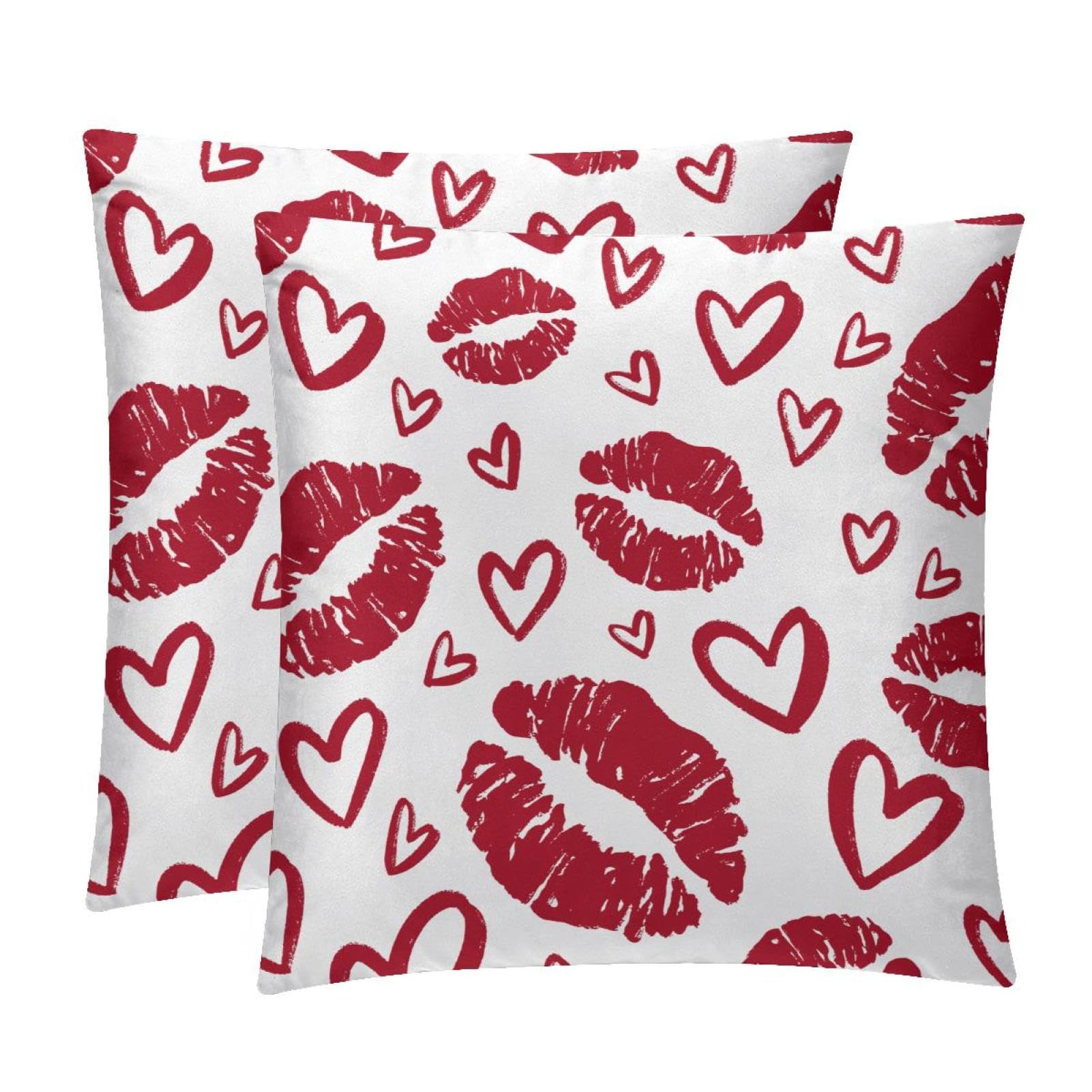 TDGKPZ Red Lips Throw Pillow Covers 2 Pack Cushion Cases Decorative Pillow Cases Home Decor 40x40cm