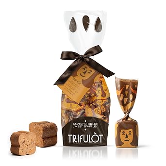 TartufLanghe Trifulot Caramel & Salt Milk Chocolate Truffles with Almonds, Individually Wrapped Gourmet Italian Truffle Candy, Fancy Chocolate Gift Set in a Bag from Italy, Gluten Free - 6.34 oz