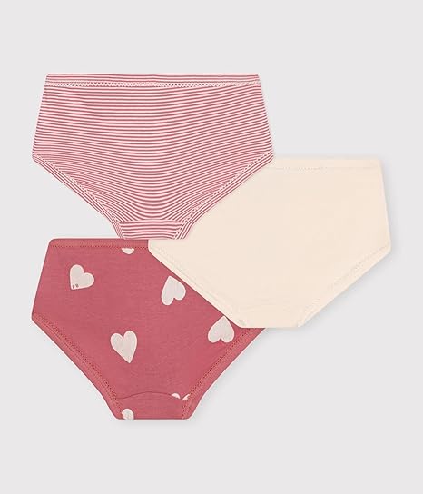 Petit Bateau Set 3 Mutandine Costa Per Bambine E Ragazze – Tinta Unita, Righe E Fantasia Floreale, 100% Cotone - 5