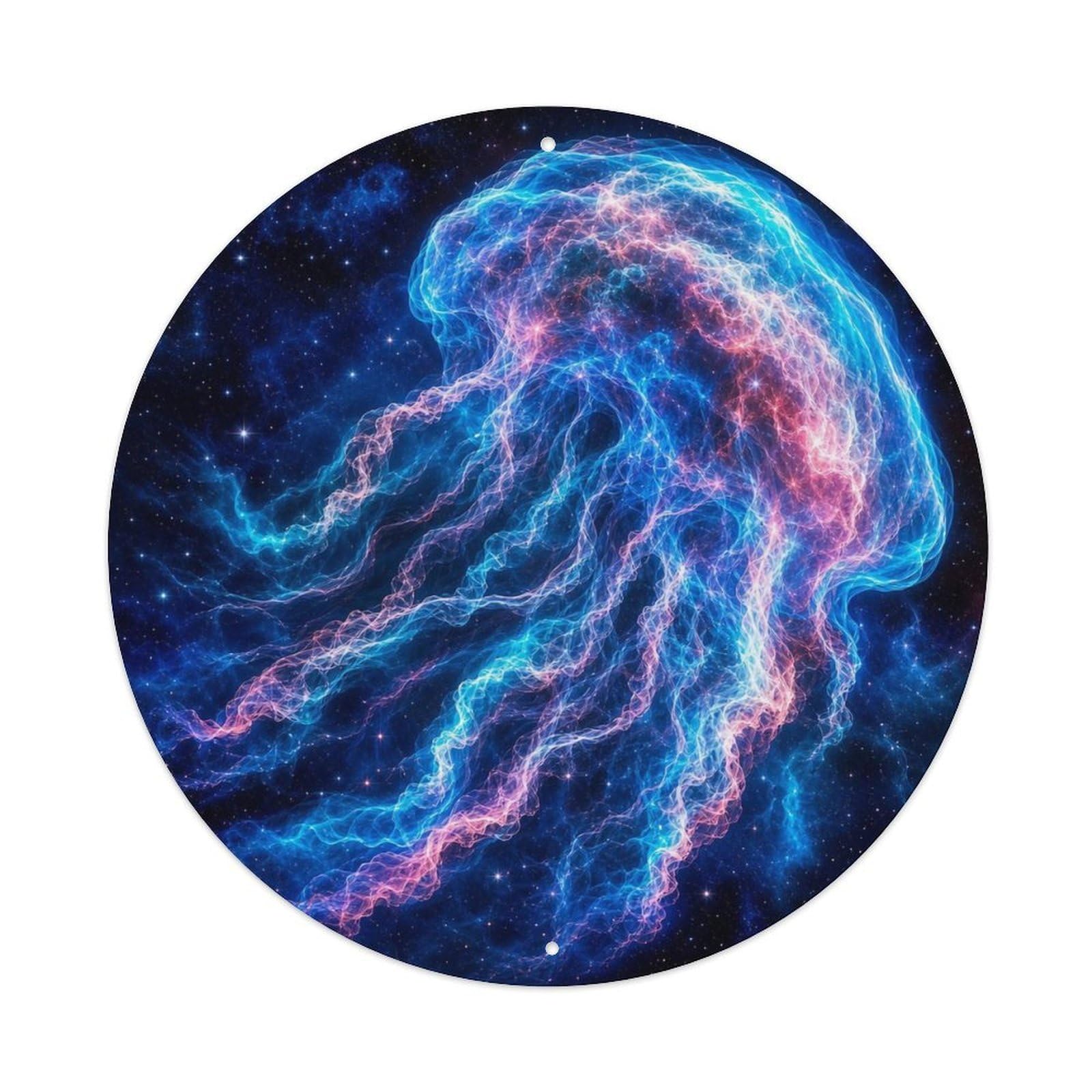 Okngb Style Outer Space Ic 443 Jellyfish Nebula Cosmic Discovery Metal Tin Sign Plaque Wall Decor For Cafe, Man Cave, Club Bar, Office, Home Garden Round Metal Poster 8X8inch