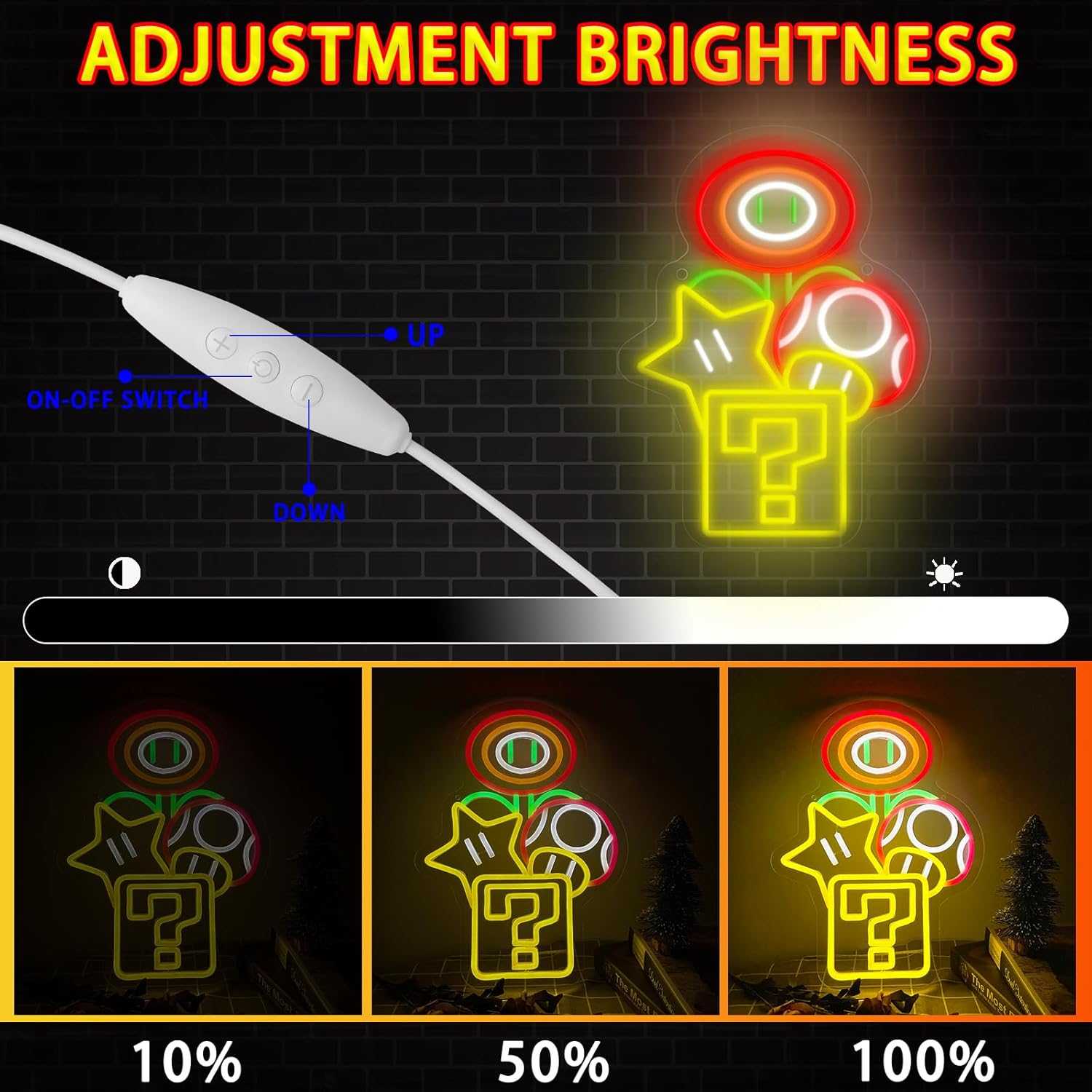 Cartoon Video Game Question Mark Led Lamp Neon Sign Wall Art Room Decor. Bedroom Decor Gift Merch Party Supplies for Sign Wall Decoration USB Powered Night Light Living Kids Room Shop Bar - Image 5