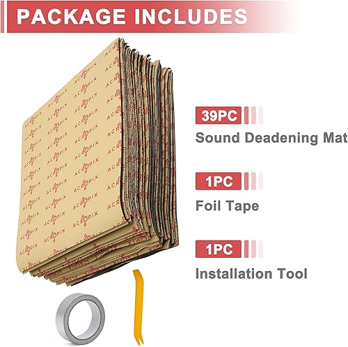 Miniatura 7 de ACROPIX Alfombrilla universal de amortiguación de sonido de 157mil 0.157 in 55sqft 15.7"x13" Kit de almohadilla de amortiguación de calor de espuma