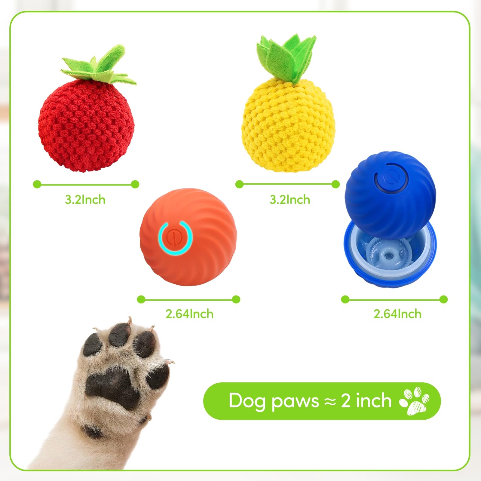 Juguetes interactivos para perros – 2 juguetes eléctricos inteligentes para perros para mantenerlos ocupados con 3 cubiertas, bola de bolas para mascotas rodantes y saltos automáticos para perros