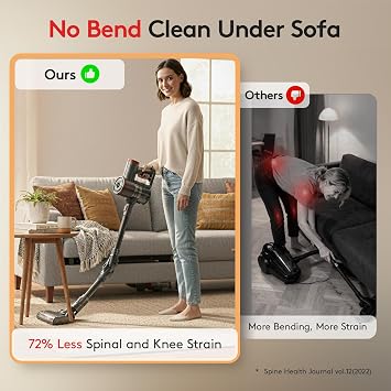RONEAIR Cordless Vacuum Cleaners for Home,40Kpa 45Mins Vacuum Cleaner Cleans Under Furniture Without Bending,Self-Standing,Powerful Stick Vacuum Cordless for Pet Hair,Hard Floors,Carpets,Car