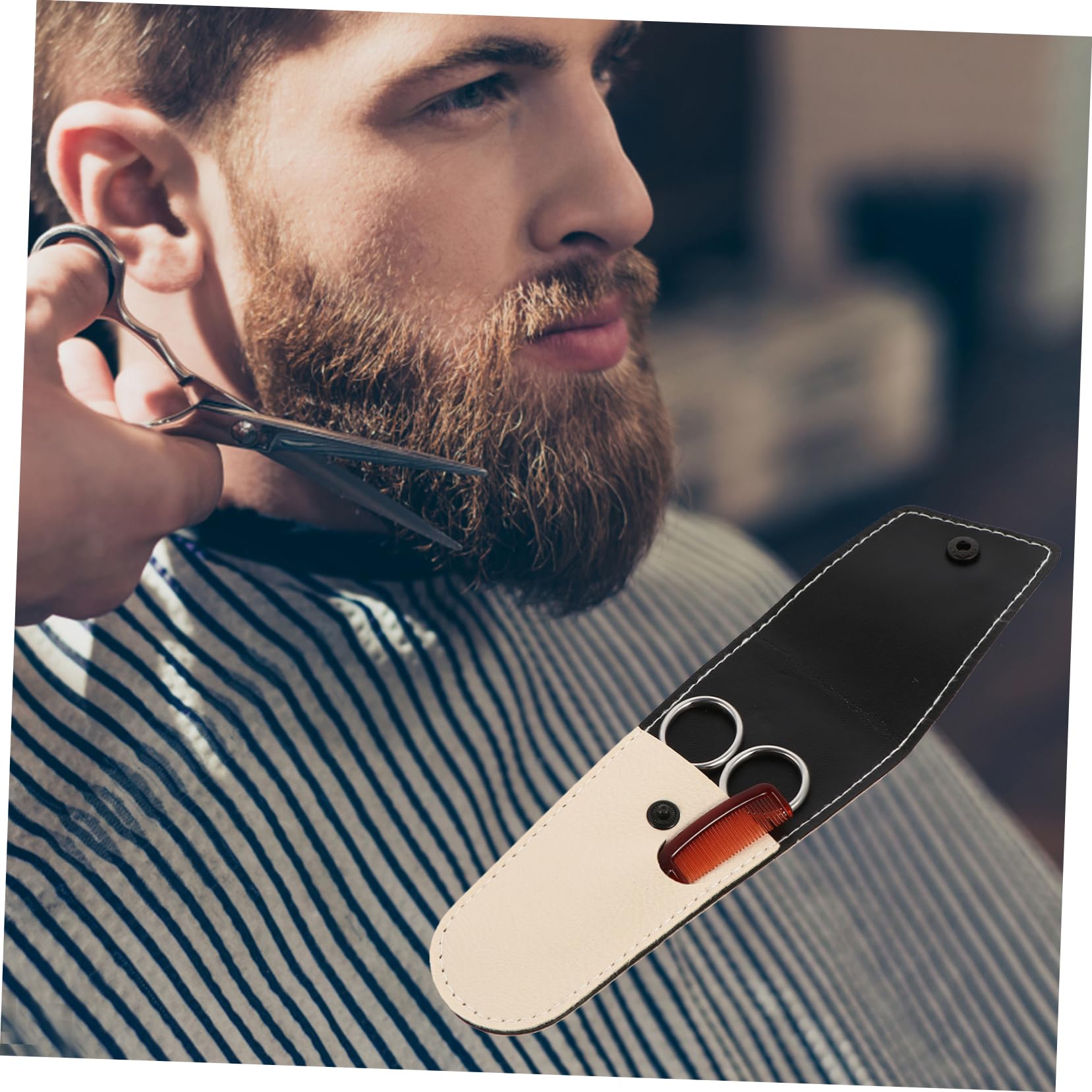 FRCOLOR 2sets Forbici Per Barba Acciaio Inossidabile e Pettine Con Custodia Kit Di Per Barba e Naso Comodo e Pratico Per Uomini