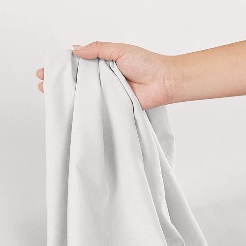 Miniatura 3 de Sábana bajera de 800 hilos, 100% algodón, bolsillos profundos de 21 pulgadas, tamaño California King, color blanco, tejido satinado, 1 sábana bajera