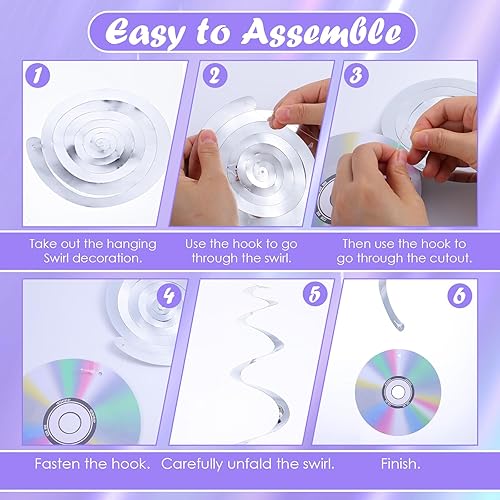 Miniatura 3 de 32 decoraciones de fiesta de los años 90, decoración de pared con diseño de espirales para colgar en CD y disco para fiestas musicales, Y2k, años