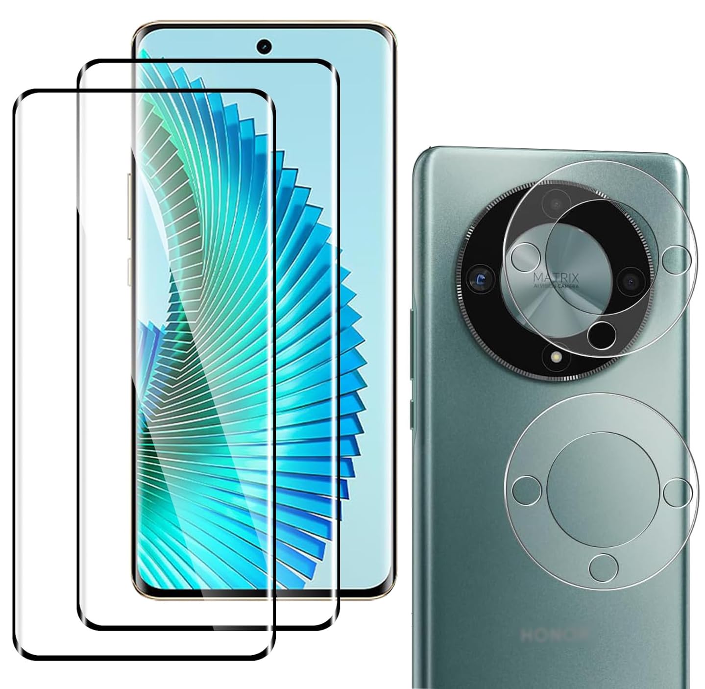 Kejuthrv 2-Pack Compatible with Honor Magic 6 Lite 5G Screen Protector Tempered Glass 6.78" with Camera Lens Protector Protective Films Guard