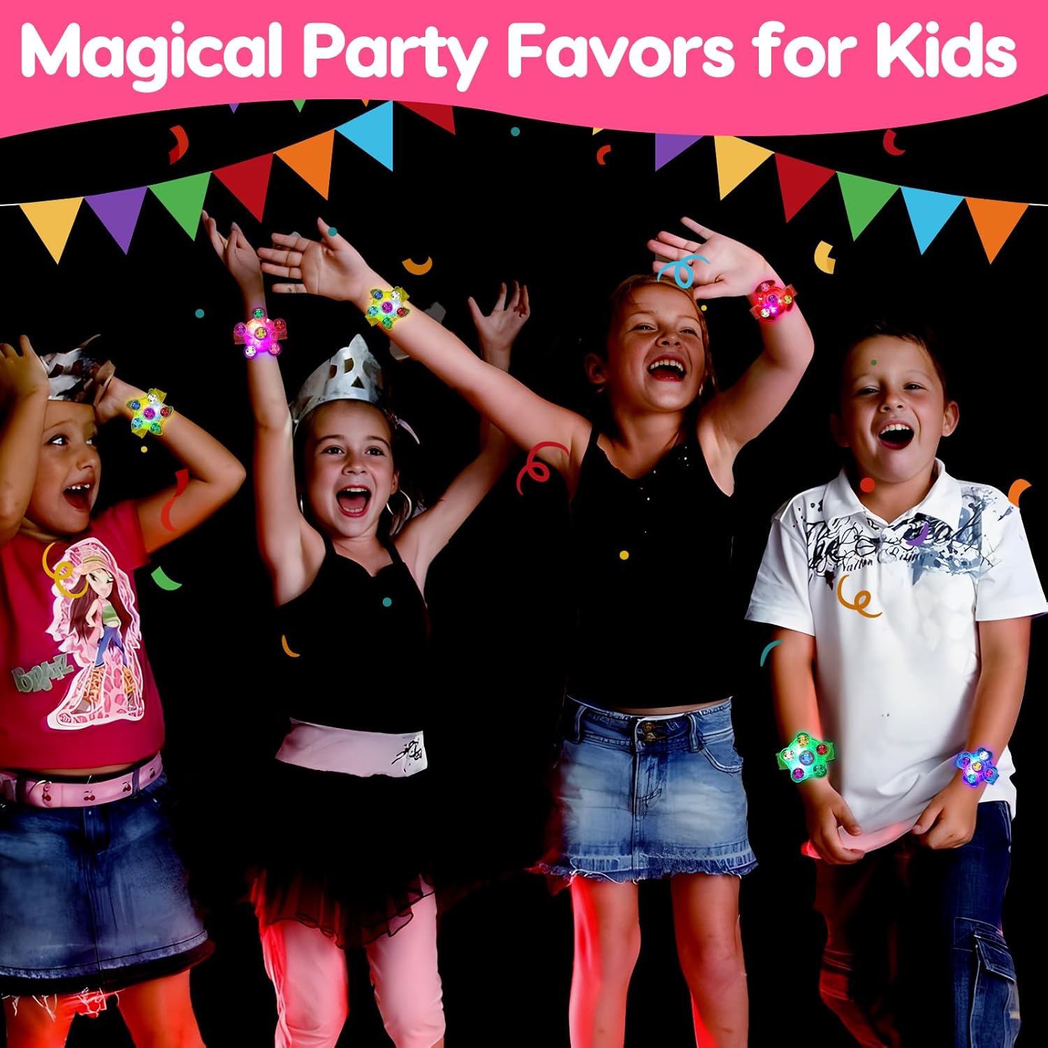 24PCS Light Up Fidget Spinner Bracelets Glow Party Favors Bulk for Kids 4-8 8-12 Goodie Treat Bag Stuffers Classroom Treasure Box Toys Carnival Prizes Pinata Birthday End of Year Return Gifts