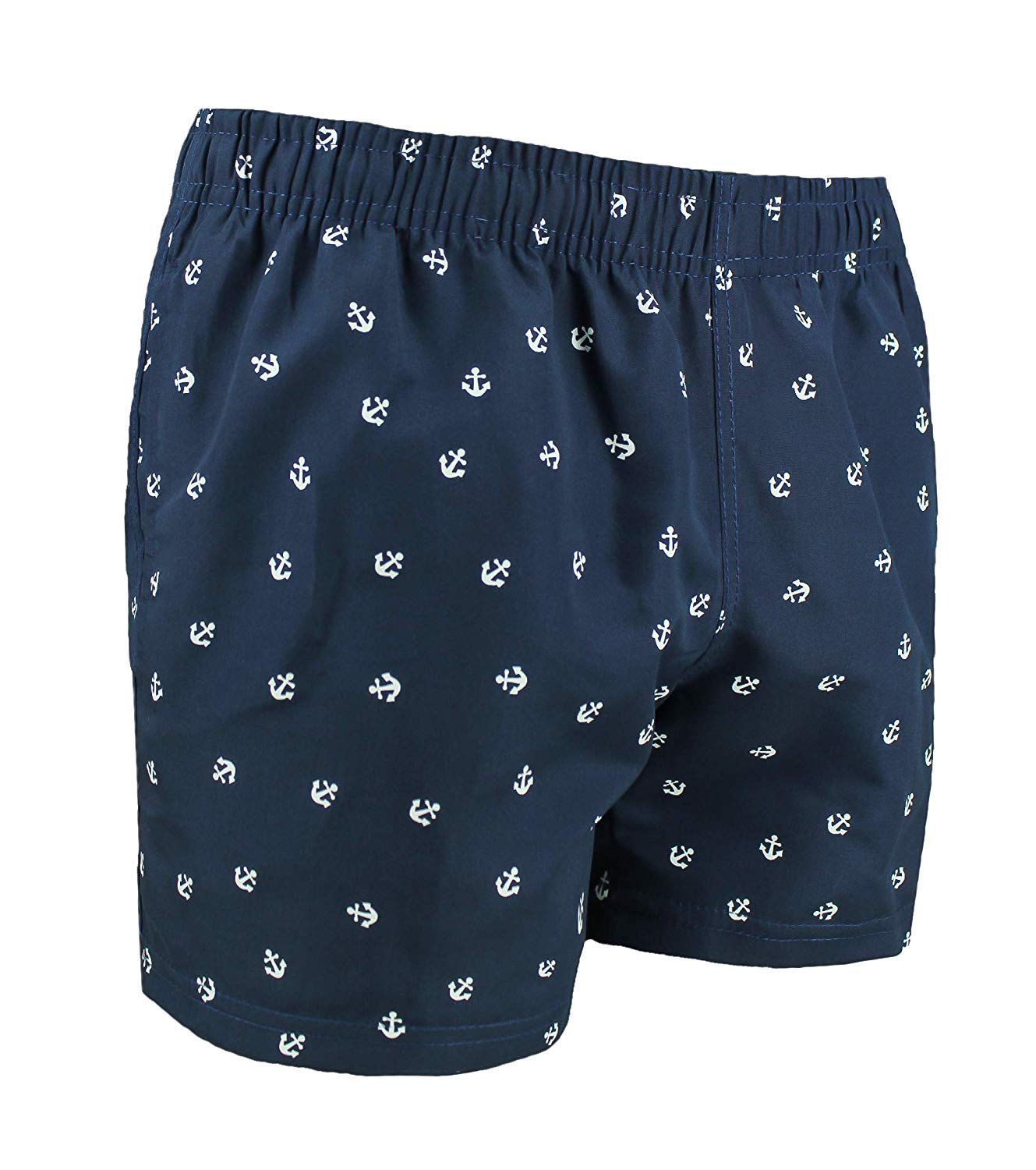 Costume da Bagno Uomo Blu Fantasia Ancore Slim Fit Pantaloncino Corto Shorts Mare