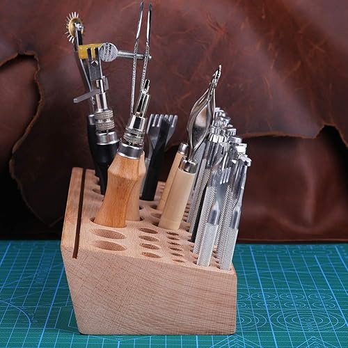 Miniatura 6 de 68 estilos de cuero para herramientas de madera, perforadora de cuero profesional, organizador de herramientas de cuero, caja de almacenamiento de