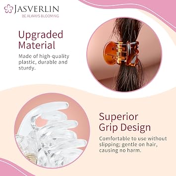 JASVERLIN Small Hair Clips, Black Brown Clear Mini Claw Clips for Women Girls Fine Thin Thick Hair, Durable Clamps Jaw Styling Accessories 3 Colors 51Pcs (Daily Color)