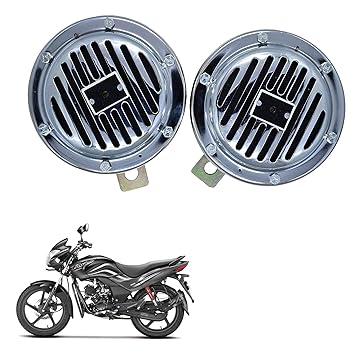 Vagary Universal Windtone Bike Horn With Chorme finishing Heavy Quality body (Set of 2, 12V voltage) for Hero Passion Xpro