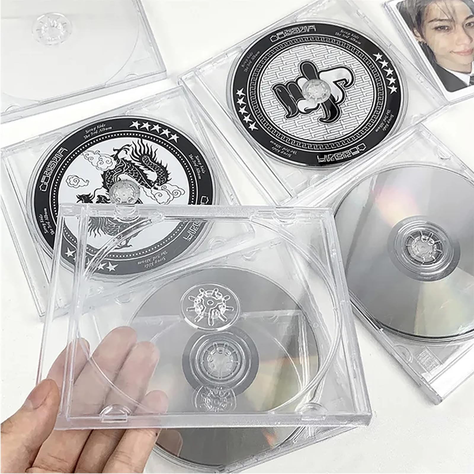 12 sztuk 10,4 mm etui na płyty CD DVD standardowe tworzywo sztuczne przezroczyste Jewel Case z zamontowaną przezroczystą tacą odporne na pęknięcia 14,2 x 12,4 x 1 cm