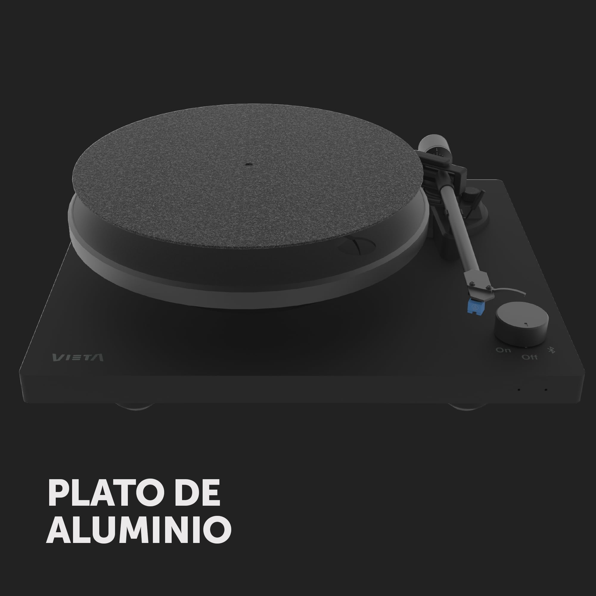 Vieta Pro | Tocadiscos de Vinilo Bluetooth con cápsula Audio Technica, Cable RCA. Toca Discos estéreo con Plato de Aluminio de 300mm y Velocidad de 33 a 45rpm. Giradiscos Alta Fidelidad G3000