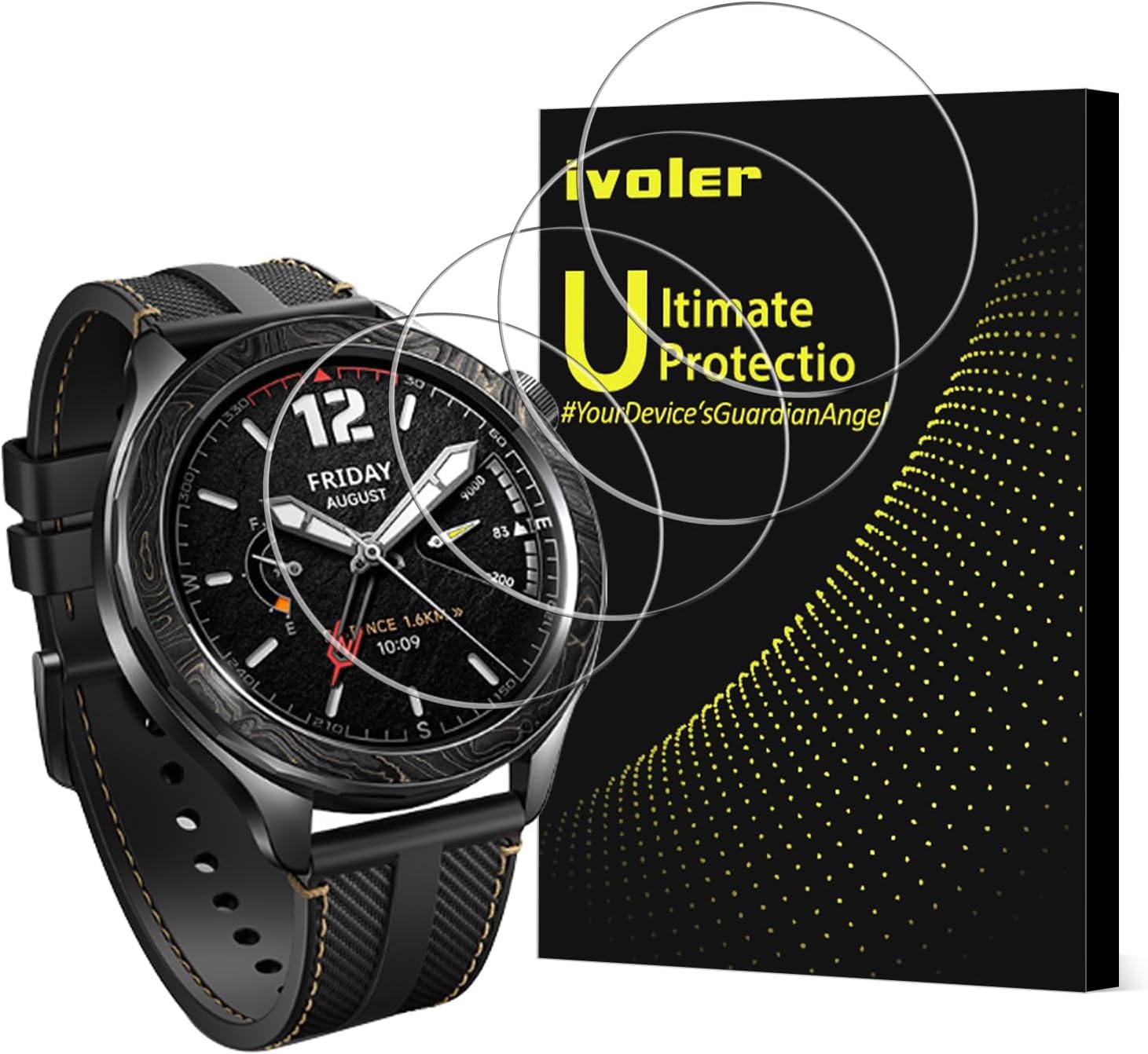 ivoler 4 Pieces Screen Protector for Amazfit Balance 2 / T-Rex Ultra 2 / T-Rex 3 Pro 48 mm / T-Rex 3 / Xiaomi Watch S4 47 mm / S3, Tempered Glass Anti-Scratch, 9H Hardness, Anti-Fingerprint