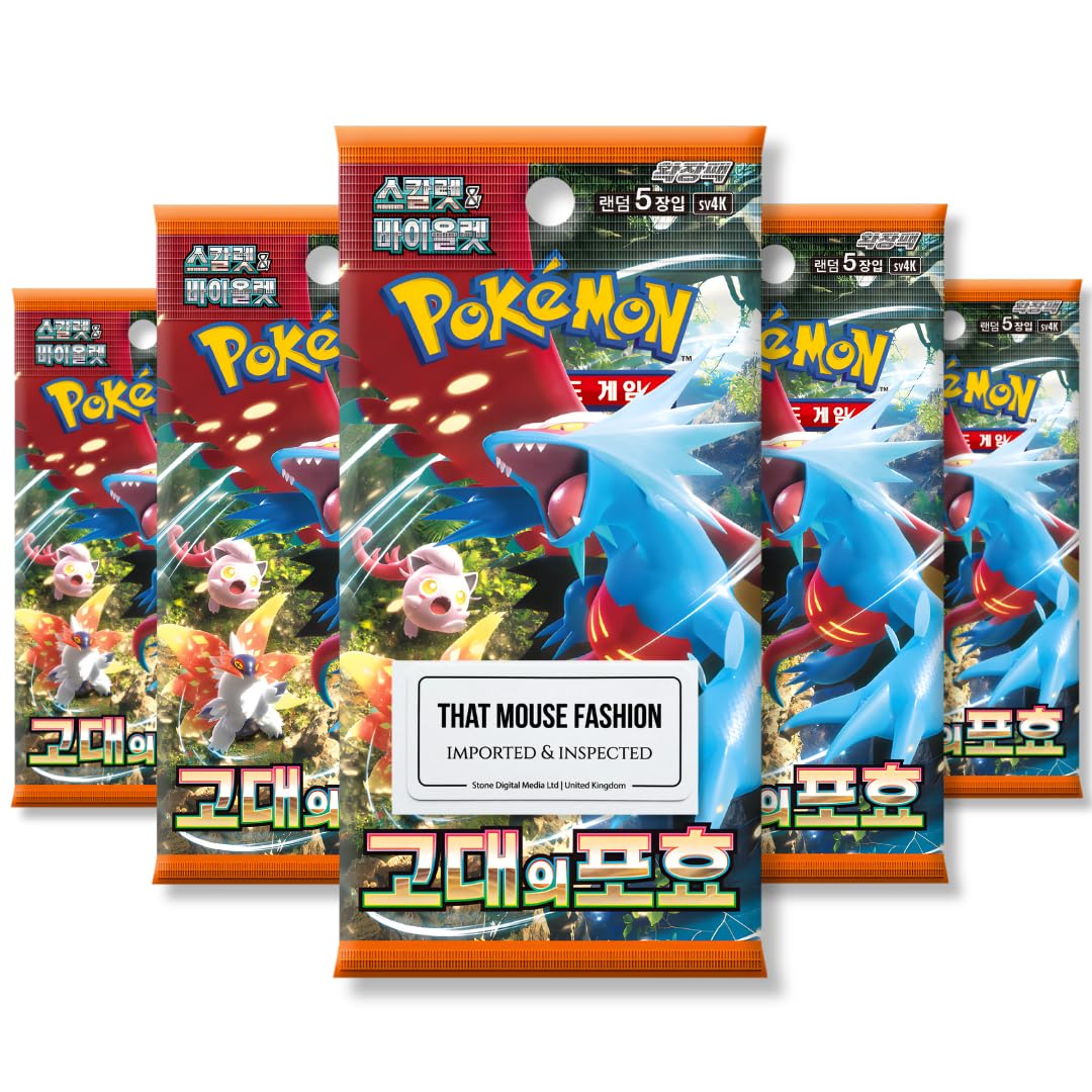 Paradox Rift Ancient Roar Korean 5 Booster Packs | TCYM Authenticated | Korean Pokemon Cards | Pokemon Paradox Rift Booster Packs | Pokémon Scarlet and Violet | That Mouse Fashion