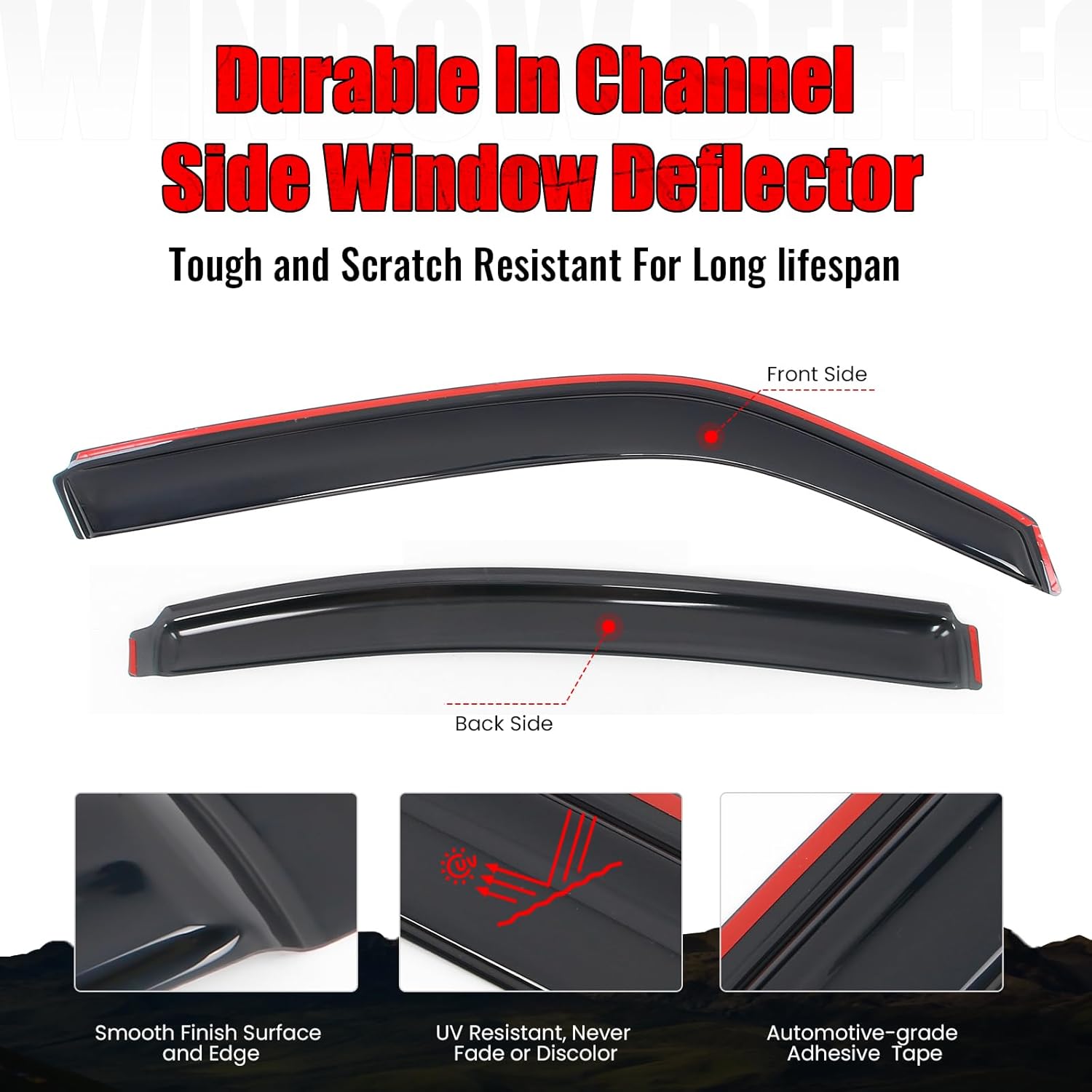 IKON MOTORSPORTS in Channel Window Visors Compatible with 2006-2010 Dodge Charger, Slim Style Acrylic Smoke Rain Guards, Side Window Wind Deflectors 4PCS