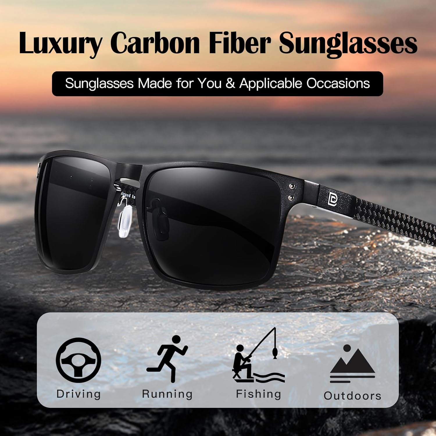 DUCO Sunglasses men Polarized Retro Square Sunglasses for men UV Protection Sports Sun Glasses for Golfing Running 8208 - Image 4