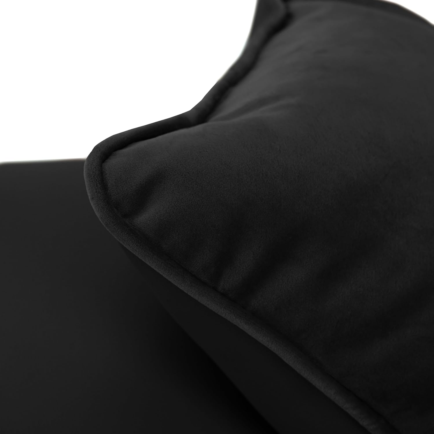 FDP 15" x 15" Velvet and Vinyl Square Pillow Set with Piping Decorative Throw Pillow for Home Dcor in Living Room, Bedroom or Lounge (2-Pack) - Onyx, 15161-350