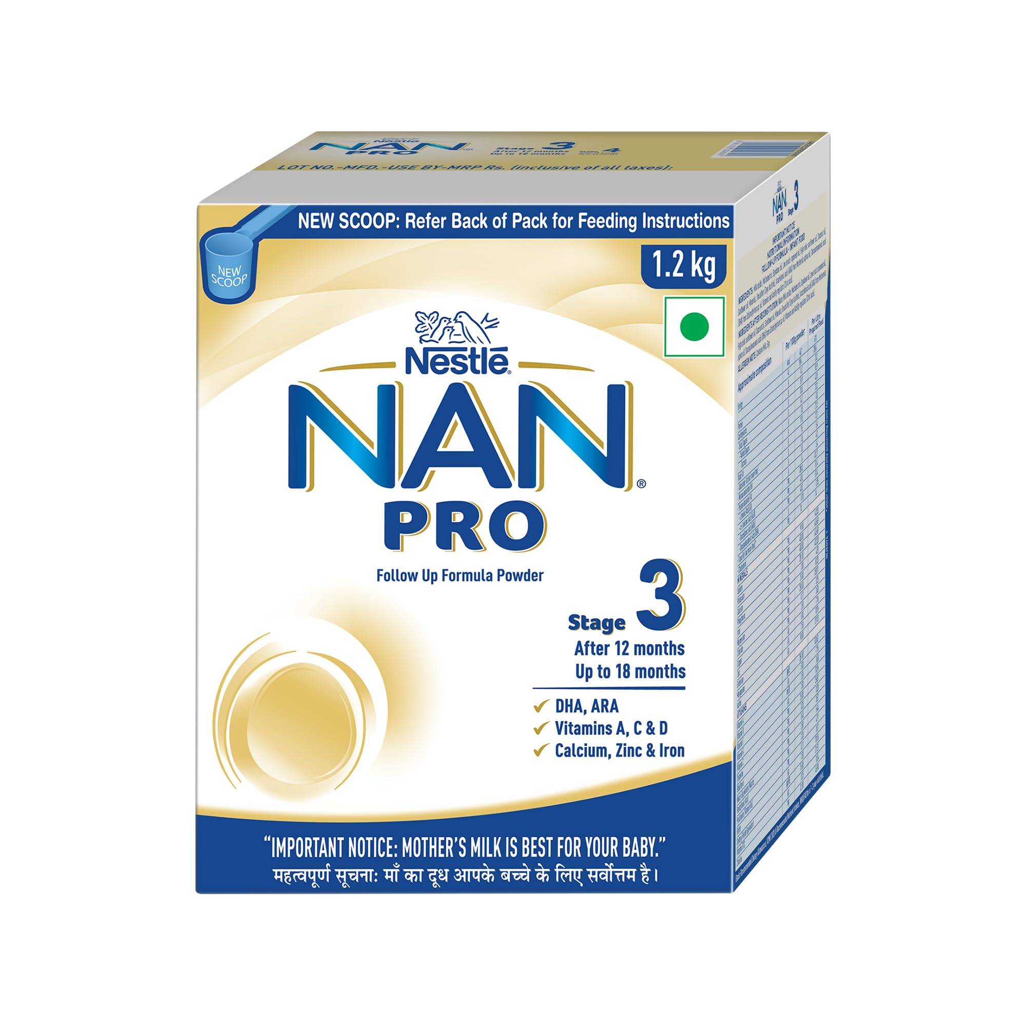 Nestlé NAN PRO 3 Follow-Up Formula-Powder After 12 months, Up to 18 months, Stage 3, 1.2 Kg, 3 x 400g Pouch in Box-image-13