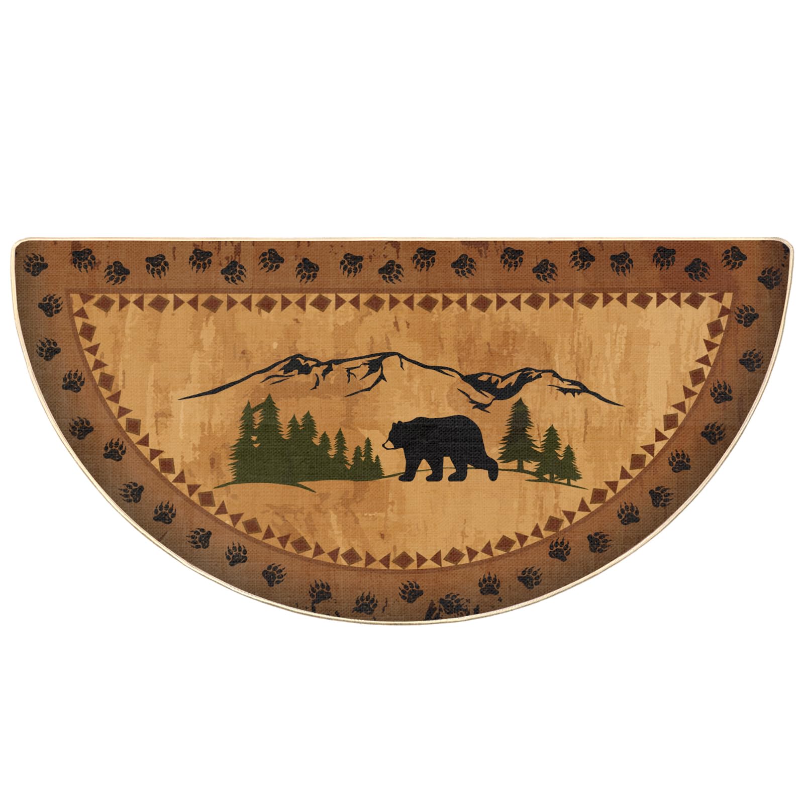 Amazon.com: Kinlop Winter Half Round Hearth Rug Birch Bear Non Skid Rug ...