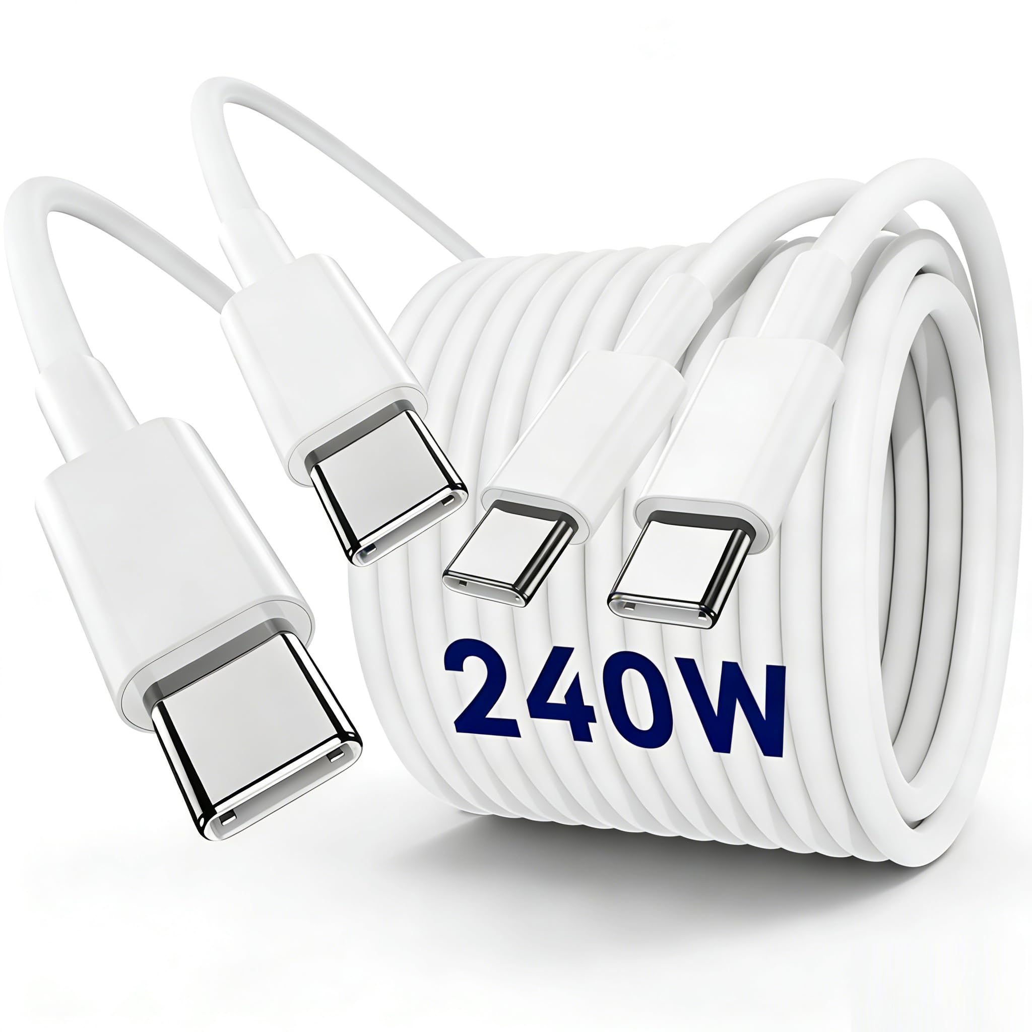 Cable de carga USB C a C de 10 pies, cable de carga rápido tipo C a C de 240 W largo para MacBook Pro 2021/2020/2019/2018, iPad 12.9/11 pulgadas/Mini 5/4, Apple iPhone 17 Pro Max/17 Air/16 Pro/16e/15
