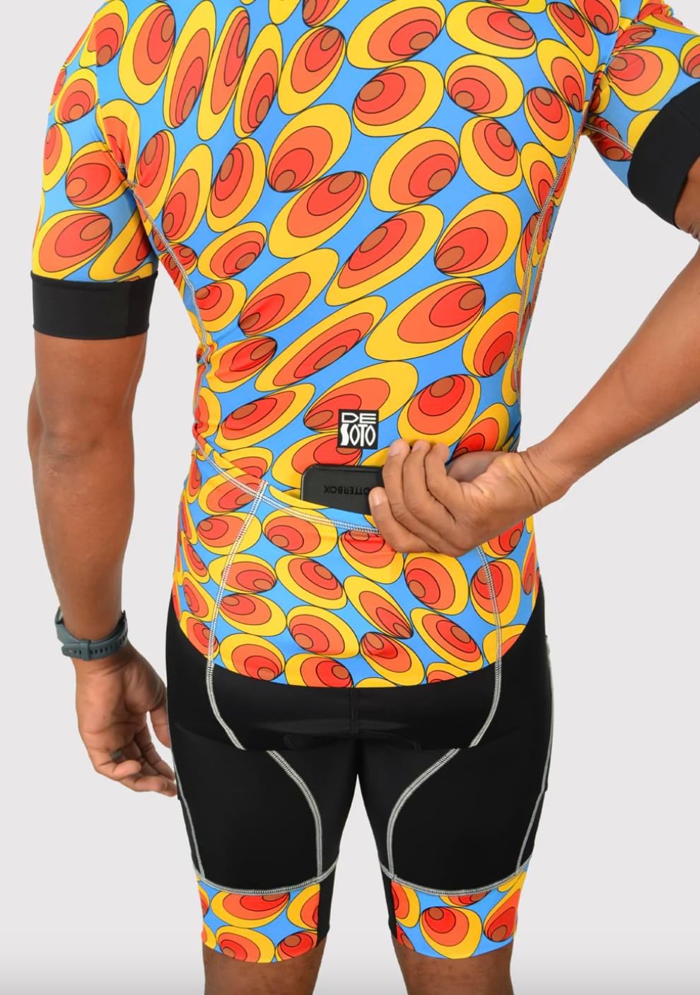 De Soto Men’s Forza Hybrid Short Sleeve Trisuit – One-Piece, 7mm Pad, Aero Fit, Cooling Fabric, Pockets