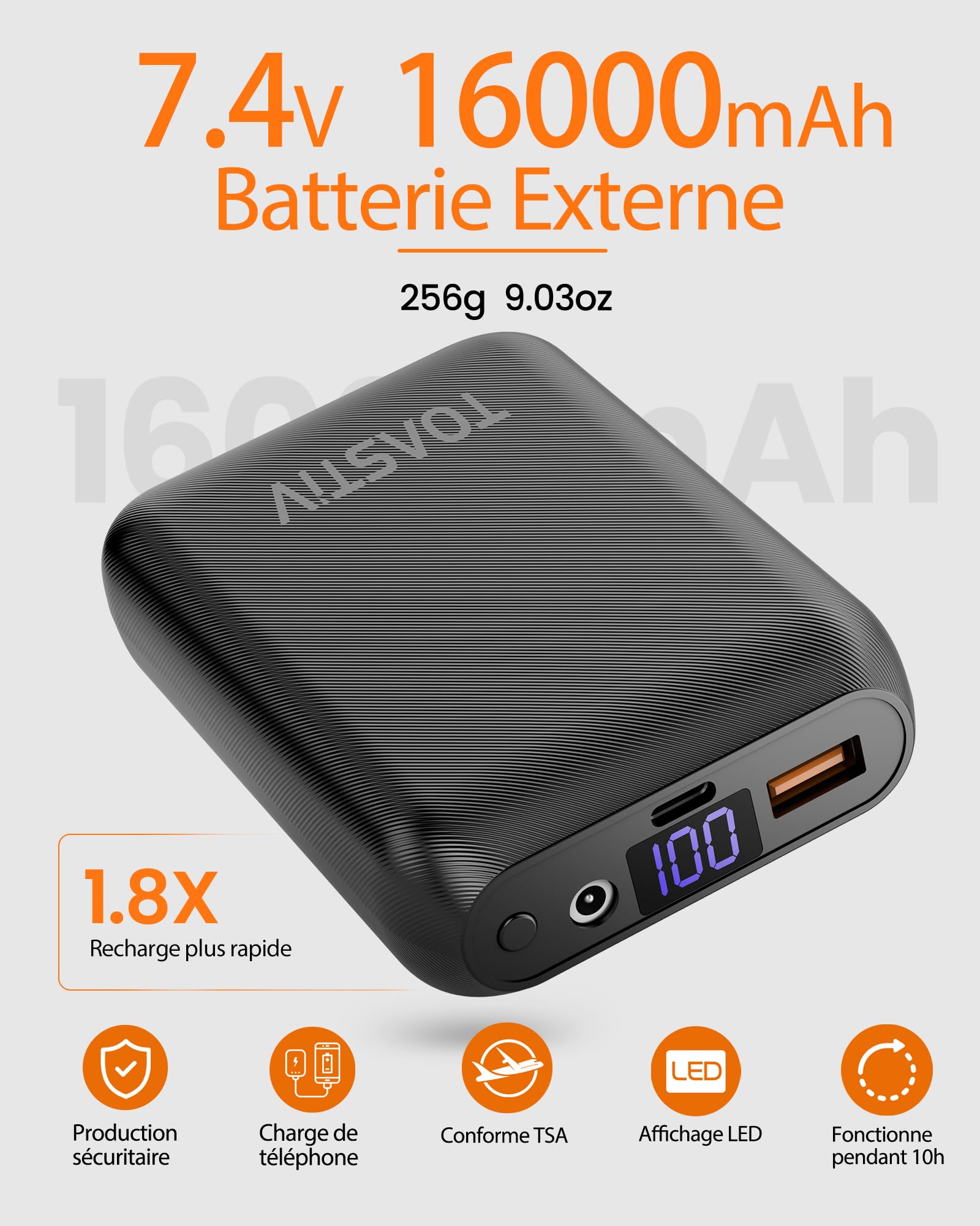 Gilet Chauffant Femme 16000mAh 7.4V 8 Zones de Chauffage 3 Niveaux de Température Réglables Lavable Plein Air