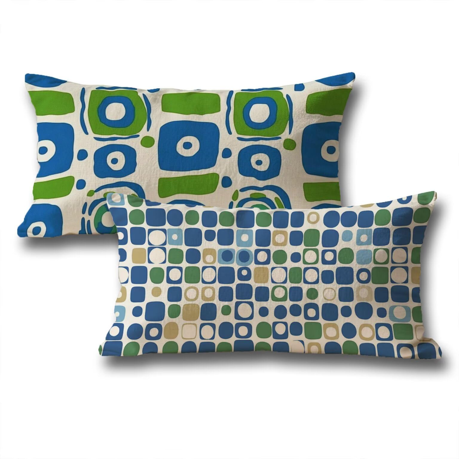 Oreiller 60x80 lot de 2 bleu à motif géométrique en velours pour canapé e-252