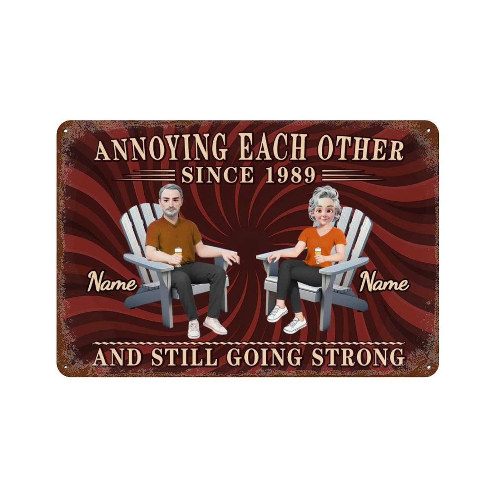 Personalized Annoying Each Other Since Metal Sign, Custom Name Date Couple Metal Wall Art, Funny Wedding Anniversary Present for Wife Husband, Still Going Strong Wall Decor for Indoor Outdoor